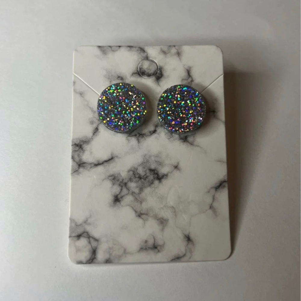 Round Glittery Silver Studs